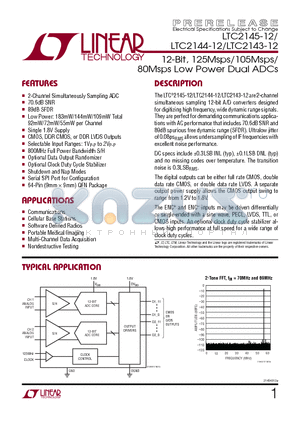 LTC2266-14 datasheet - 12-Bit, 125Msps/105Msps/ 80Msps Low Power Dual ADCs