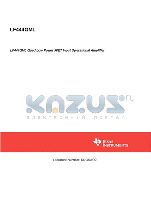 LF444MD datasheet - LF444QML Quad Low Power JFET Input Operational Amplifier