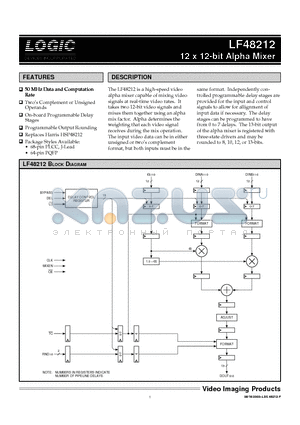 LF48212 datasheet - 12 x 12-bit Alpha Mixer