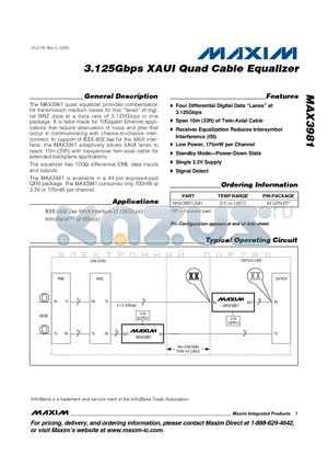 MAX3981_08 datasheet - 3.125Gbps XAUI Quad Cable Equalizer
