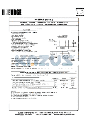 P4SMAJ20A datasheet - SURFACE MOUNT TRANSIENT VOLTAGE SUPPRESSOR VOLTAGE-5.0-170Volts