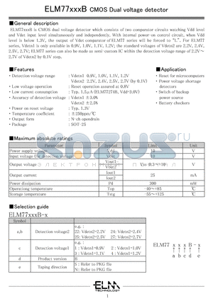 ELM77222B-S datasheet - CMOS Dual voltage detector