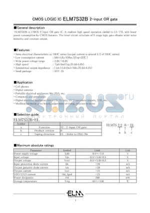 ELM7S32B datasheet - CMOS LOGIC IC 2-input OR gate