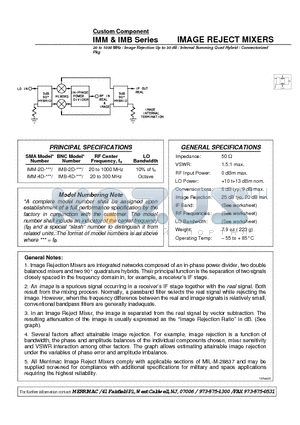 IMB-2D-20 datasheet - IMAGE REJECT MIXERS