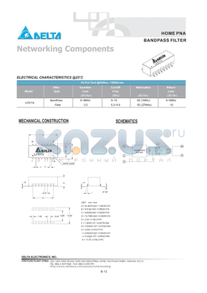 LF8114 datasheet - BANDPASS FILTER