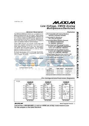 MAX4051EPE datasheet - Low-Voltage, CMOS Analog Multiplexers/Switches