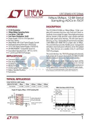 LTC2365CS6-TRMPBF datasheet - 1Msps/3Msps, 12-Bit Serial Sampling ADCs in TSOT