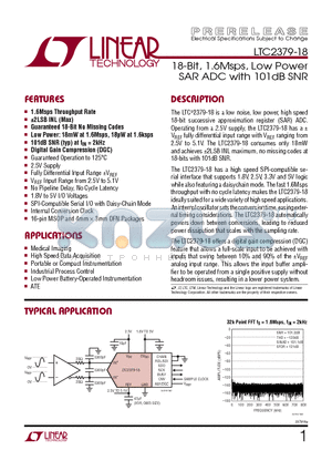 LTC2379HMS-18PBF datasheet - 18-Bit, 1.6Msps, Low Power SAR ADC with 101dB SNR