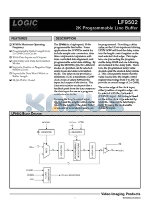 LF9502JC20 datasheet - 2K Programmable Line Buffer