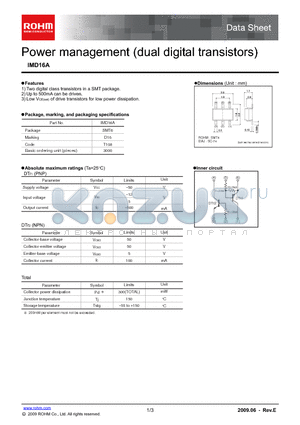IMD16A datasheet - Power management (dual digital transistors)