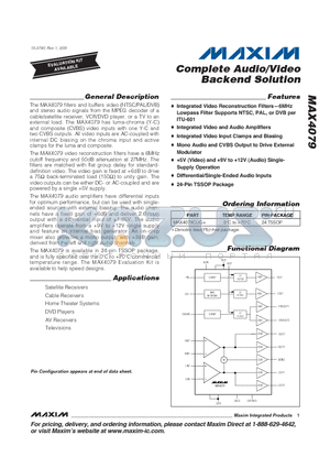 MAX4079CUG+ datasheet - Complete Audio/Video Backend Solution