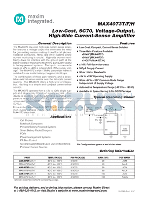 MAX4073H_12 datasheet - Low-Cost, SC70, Voltage-Output, High-Side Current-Sense Amplifier