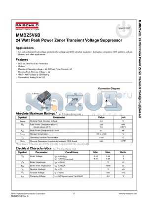 MMBZ5V6B datasheet - 24 Watt Peak Power Zener Transient Voltage Suppressor