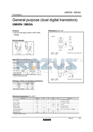 IMH5A datasheet - General purpose (dual digital transistors)