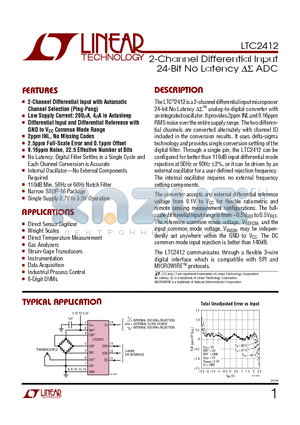 LTC2412IGN datasheet - 2-Channel Differential Input 24-Bit No Latency DS ADC