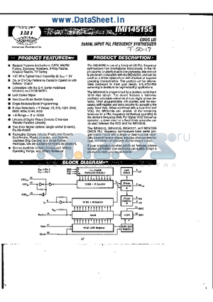 IMI145155 datasheet - CMOS LSI SERIAL INPUT PLL FREQUENCY SYTHESIZER