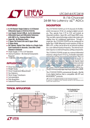 LTC2414 datasheet - 8-/16-Channel 24-Bit No Latency TM ADCs