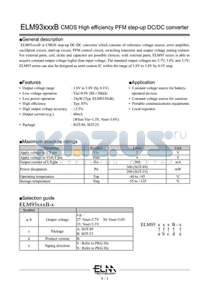 ELM9330AB-N datasheet - CMOS High efficiency PFM step-up DC/DC converter