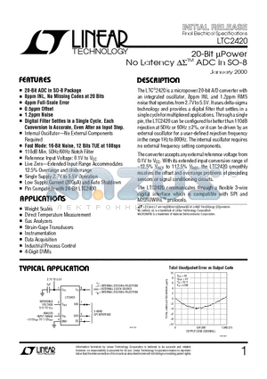 LTC2420I datasheet - 20-Bit uPower No Latency ADC in SO-8