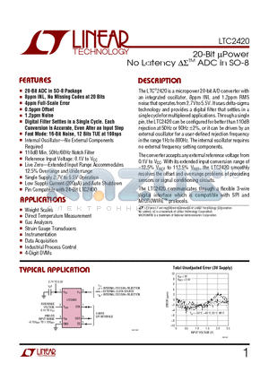 LTC2420_09 datasheet - 20-Bit mPower No Latency DSTM ADC in SO-8