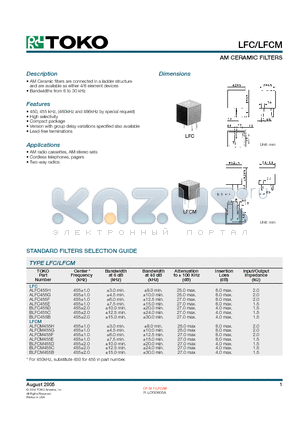 LFCM datasheet - AM CERAMIC FILTERS