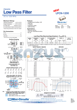 LFCN-1200D datasheet - Low Pass Filter