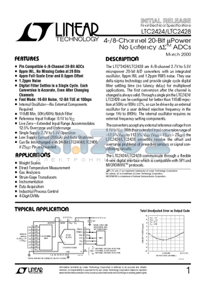 LTC2424IG datasheet - 4-/8-Channel 20-Bit uPower No Latency ADCs