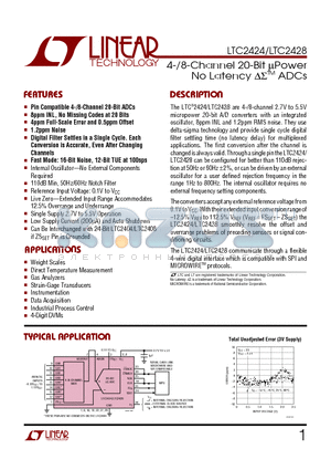 LTC2424IG datasheet - 4-/8-Channel 20-Bit mPower No Latency DSTM ADCs