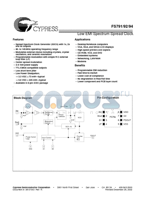 IMIFS792BZT datasheet - Low EMI Spectrum Spread Clock