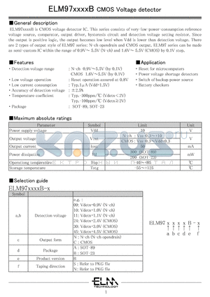ELM9709CBB-N datasheet - CMOS Voltage detector