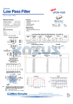 LFCN-1525D datasheet - Low Pass Filter