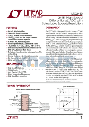 LTC2440IGN datasheet - 24-Bit High Speed Differential delta-sigma ADC with Selectable Speed/Resolution