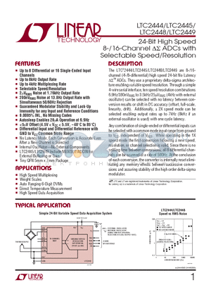 LTC2444CUHF datasheet - 24-Bit High Speed 8-/16-Channel ADCs with Selectable Speed/Resolution