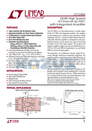 LTC2442CG datasheet - 24-Bit High Speed 4-Channel Delta-Sigma ADC with Integrated Amplifi er