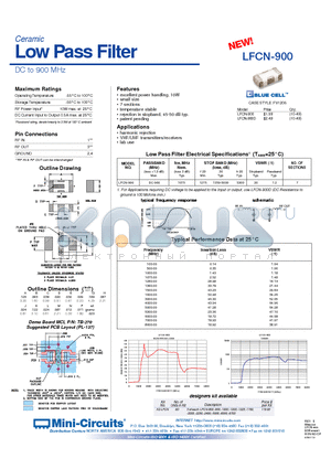 LFCN-900D datasheet - Low Pass Filter