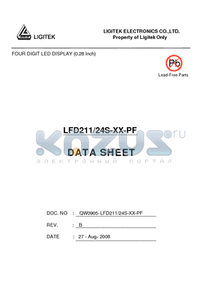 LFD211-24S-XX-PF datasheet - FOUR DIGIT LED DISPLAY (0.28 Inch)