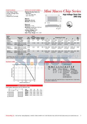 MMC06F4704ETR datasheet - High Voltage Thick Film SMD Chip