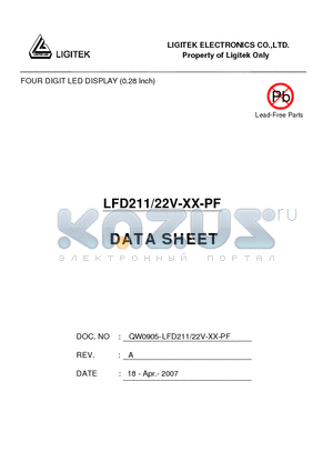 LFD211-22V-XX-PF datasheet - FOUR DIGIT LED DISPLAY (0.28 Inch)