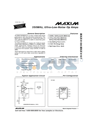 MAX4104 datasheet - 350MHz, Ultra-Low-Noise Op Amps