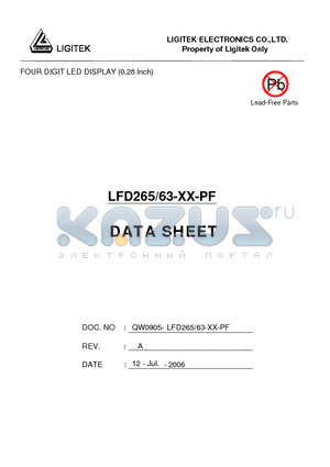LFD265-63-XX-PF datasheet - FOUR DIGIT LED DISPLAY (0.28 Inch)