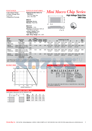 MMC06G4704ETP datasheet - High Voltage Thick Film SMD Chip