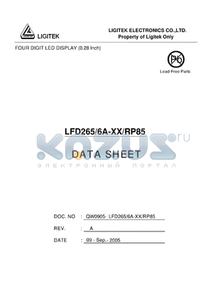 LFD265-6A-XX-RP85 datasheet - FOUR DIGIT LED DISPLAY (0.28 Inch)