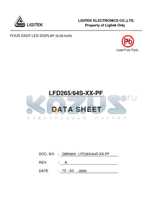 LFD265-64S-XX-PF datasheet - FOUR DIGIT LED DISPLAY (0.28 Inch)