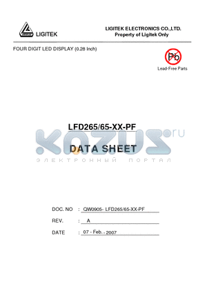 LFD265-65-XX-PF datasheet - FOUR DIGIT LED DISPLAY (0.28 Inch)