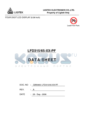 LFD315-65-XX-PF datasheet - FOUR DIGIT LED DISPLAY (0.36 Inch)