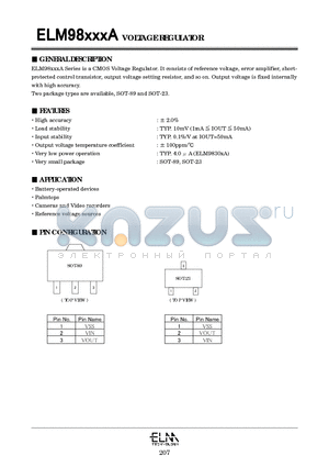 ELM9823AA datasheet - VOLTAGE REGULATOR