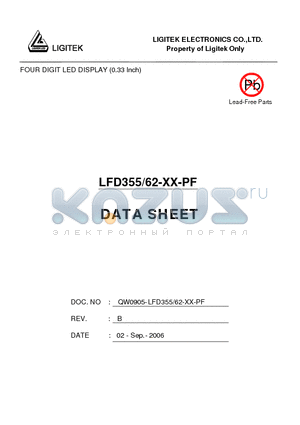 LFD355-62-XX-PF datasheet - FOUR DIGIT LED DISPLAY (0.33 Inch)
