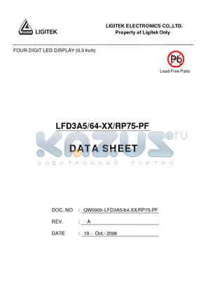 LFD3A5-64-XX-RP75-PF datasheet - FOUR DIGIT LED DISPLAY (0.3 Inch)