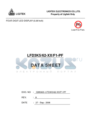 LFD3K5-62-XX-F1-PF datasheet - FOUR DIGIT LED DISPLAY (0.39 Inch)