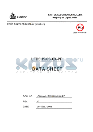 LFD3H5-65-XX-PF datasheet - FOUR DIGIT LED DISPLAY (0.35 Inch)